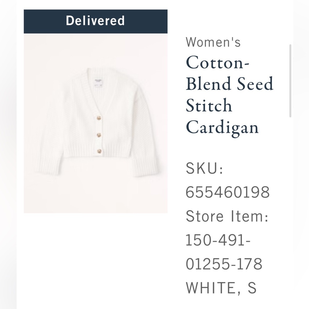 Abercrombie & Fitch Cotton-Blend Seed Stitch Cardigan, Size S